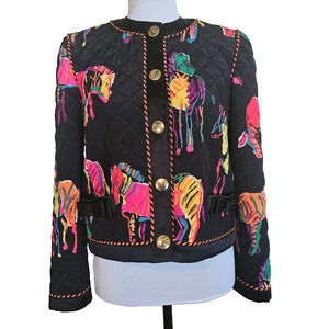 Vintage Escada Margaretha Ley Silk Quilted Horse Jacket